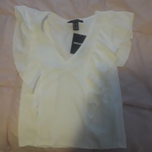 Ruffled Cap-Sleeved Top